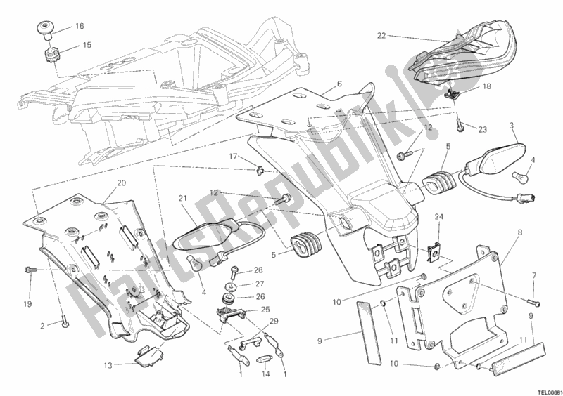 Toutes les pièces pour le Support De Plaque D'immatriculation - Feu Arrière du Ducati Multistrada 1200 ABS USA 2011